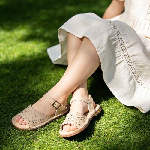 Image of THEE BRON Toddler Girls Vintage Open Toe Sandals Cushioned Comfy Summer Dress Shoes