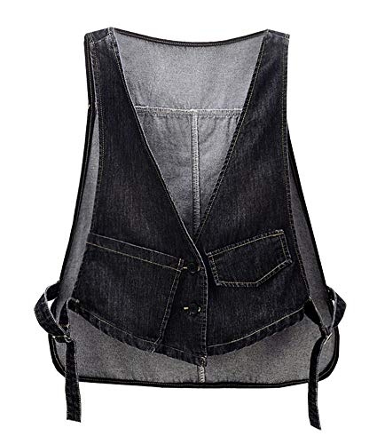 KEDERA Women's Loose Button Down Washed Denim Vest Sleeveless Jean Trucker Jacket