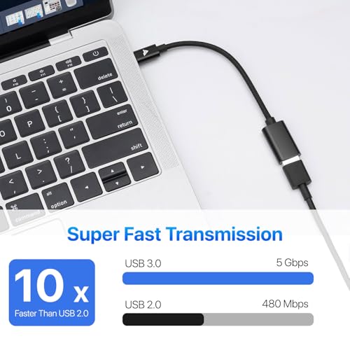 Image of DR VAKU Type C to USB A 3.0 OTG Cable Adapter Connector Fast Charging Data Transfer Cord Speed Upto 4.8 GBPS Nylon Braided for iPhone 17 /15 /16 Laptops, Smartphone & Other Type C Devices- Black