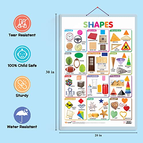 Image of GO WOO Combo of 2 Alphabet and Shapes Educational Posters for Preschool Kids Classroom Study | Learning- Charts for Kids Learning (20 inchX30 inch Inches)