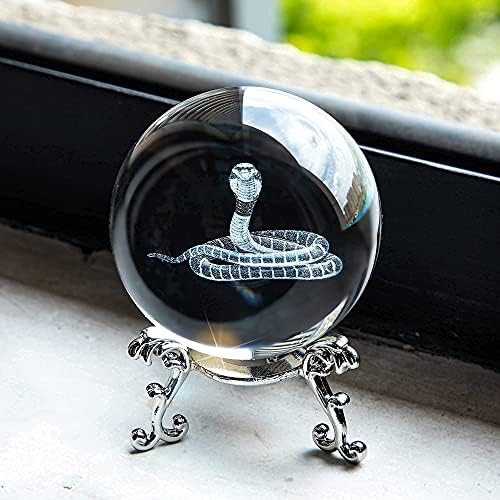 3D Crystal Ball 60mm Laser Etched Snake Paperweight Ball Crystal Paperweight Home Art Decor Crafts