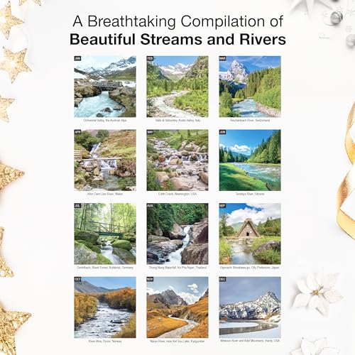 Image of RED EMBER Streams & Rivers 2026 Wall Calendar 12 Month | 12 inch x 24 inch Open | Thick & Sturdy Paper | Giftable | Nature Calendar 2026