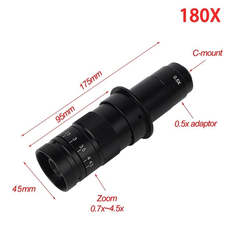 Microscope 13MP Monocular Microscope Digital Camera 130X 180X Adjustable Lens 56 LED Light(180X Lens)