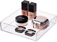 iDesign Clarity Clear Vanity Tray Organizer 8x8x2 - Decorative Bathroom Countertop Storage for Makeup, Jewelry, Skincare