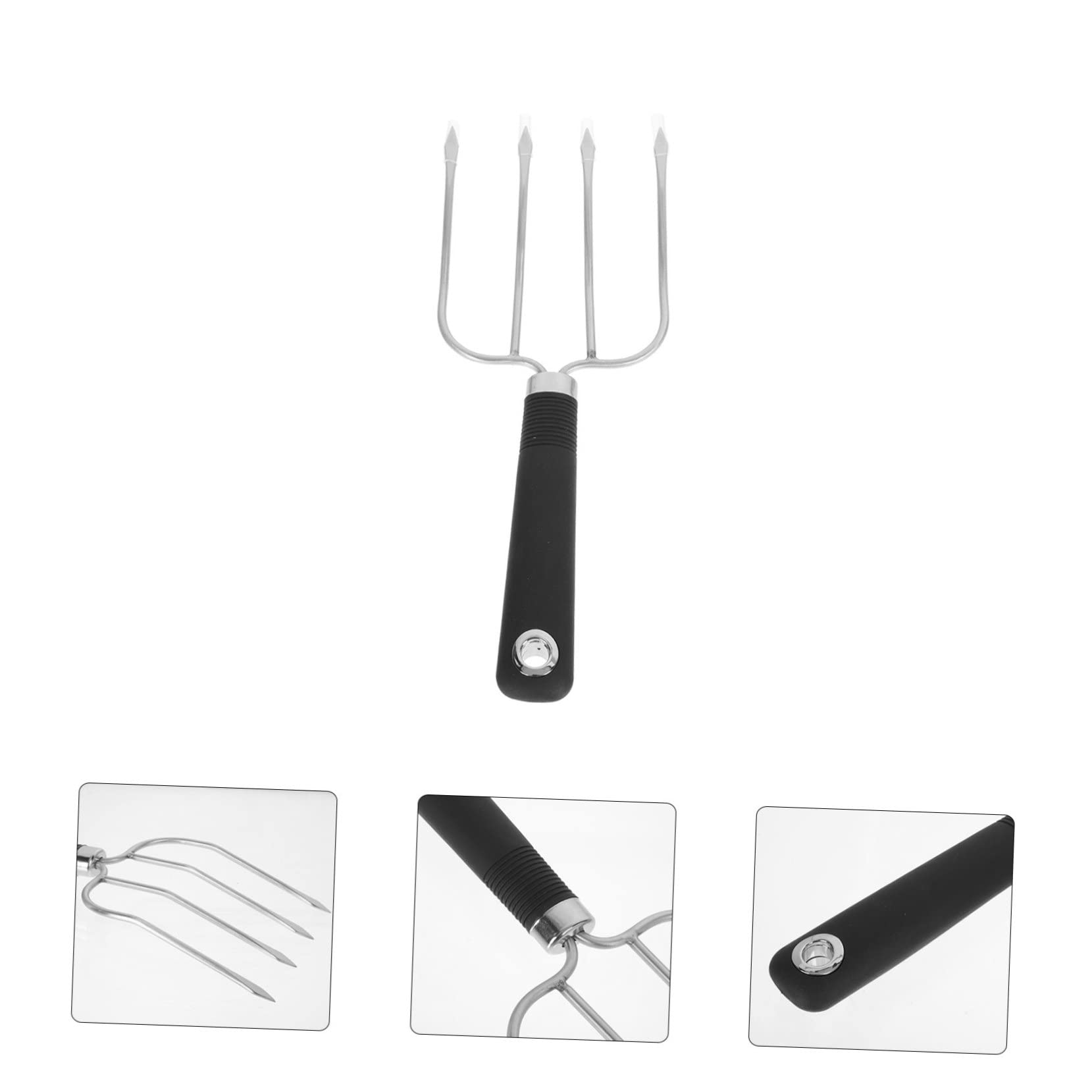 BCOATH 1pc Stainless Steel Barbecue Fork Ergonomic Grilling Tool for Outdoor Cooking Handle for Safe Roasting for Steaks and More Easy to Clean Bbq Accessory