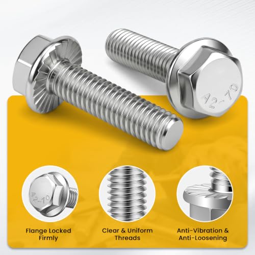 M5 x 12mm Flanged Hex Head Bolts 50 PCS, 304 Stainless Steel 18-8, Fully Threaded, External Hex Drive Screws by MewuDecor - Used condition - Image 3