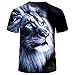 Mens Domineering 3D Animal Lion T-Shirt Casual Short Sleeve Tee Shirt,Multicolor2,XL