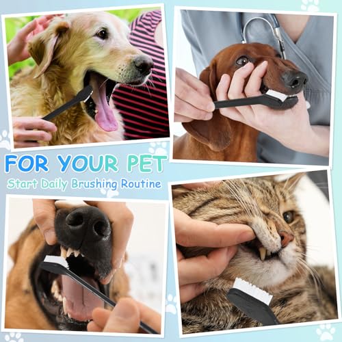 Image of Honeydak Dog Toothbrush Bulk Dual Headed Dental Brushes Dogs Tooth Brushing Kit Long Handle Pet Tooth Brush for Puppy Large Small Cats and Most Pets Teeth Cleaning Dental Supplies(70 Pcs,Black)