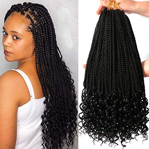 7 Packs 18 Inch Box Braids Crochet Braids with Curly Ends 3X Box