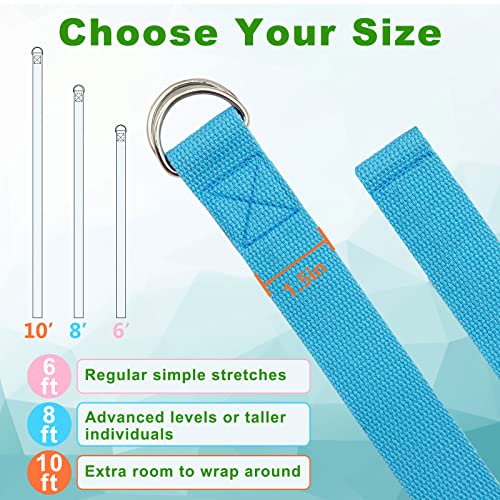 Yoga Strap,Skoye 5-Pack Yoga Exercise Adjustable Straps 6Ft Or 8Ft With D-Ring Buckle, Non-Elastic Yoga Straps For Pilates,Gym Workouts,Physical Therapy,Improves Sitting Posture For Women & Men (1.5" X 8Ft) #TOP1