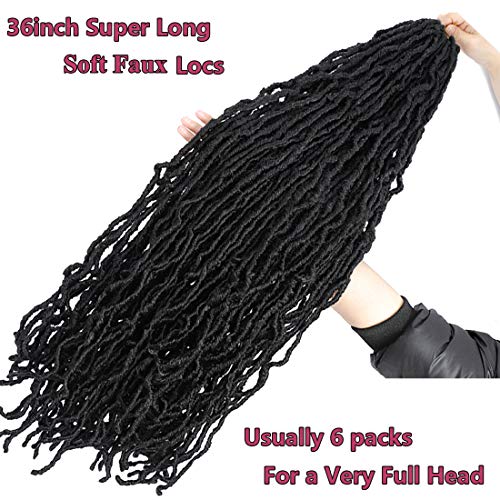 New Soft Locs Crochet Hair Super Long 36Inch Goodness Faux Locs Crochet Braid Pre-Looped Synthetic Curly Wavebraiding Hair (36Inch #1B 1Pack)… #TOP3