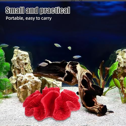 Image of Balacoo Aquarium Coral Decorations: Fish Tank Artificial Coral Reef Ornaments - Resin Aquarium Plants Decoration for Landscape (Red)