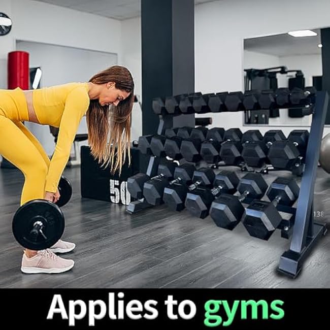 Heavy Duty Steel Dumbbell Rack for 5-50lb Adjustable Dumbbell Weight Storage 3-Tier Weight Stand Rack Home Gym Organizer 1100 LBS Weight Capacity