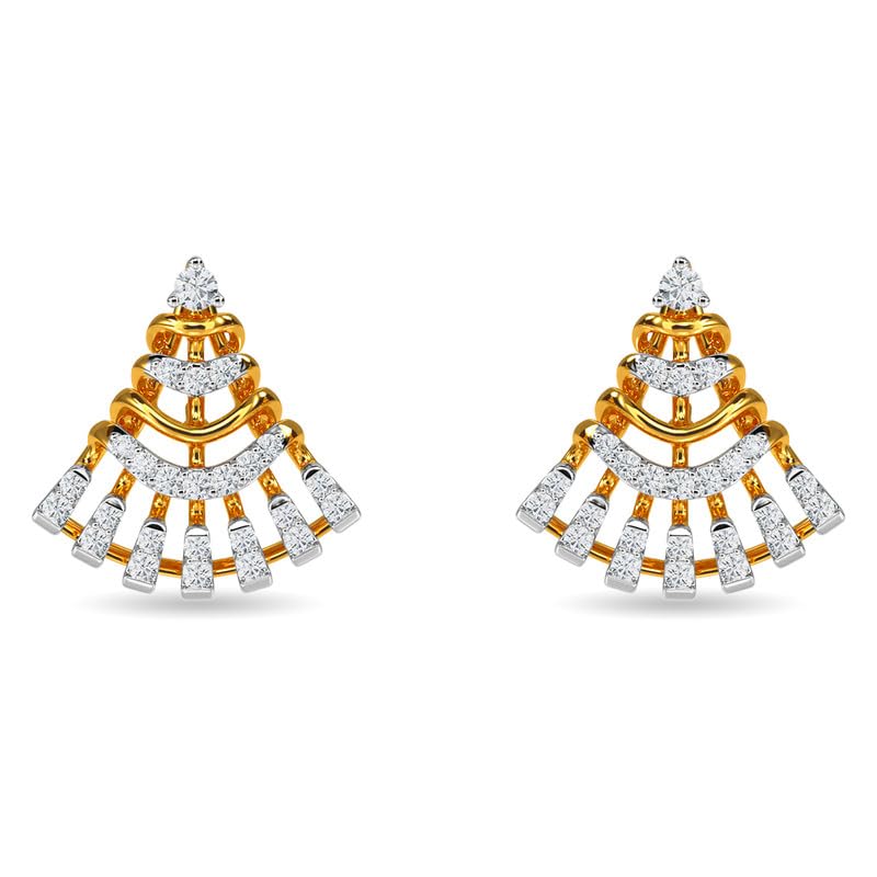 Image of KISNA JEWELS 14KT|18KT BIS Hallmark Pure Gold and Diamond Drops Earrings For Women with Screw Back clouser
