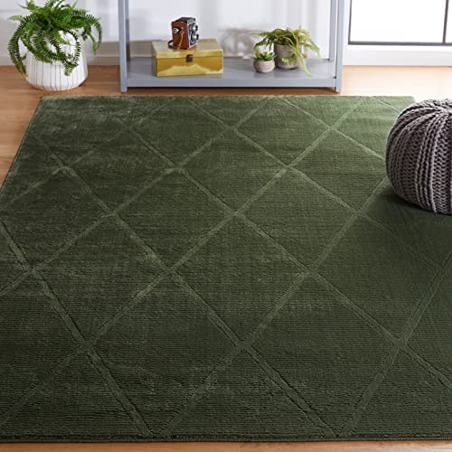 Image of SAFAVIEH Revive Collection Accent Rug - 4' x 6', Green, Trellis Design, Non-Shedding & Easy Care, Ideal for High Traffic Areas in Entryway, Living Room, Bedroom (REV104Y)