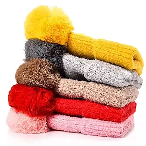 PinKit Boy's and Girl's Warm Winter Woolen Cap with Soft Pom-Pom (Suitable for Age 3-10 Years Old - Free Size) Color Red 1