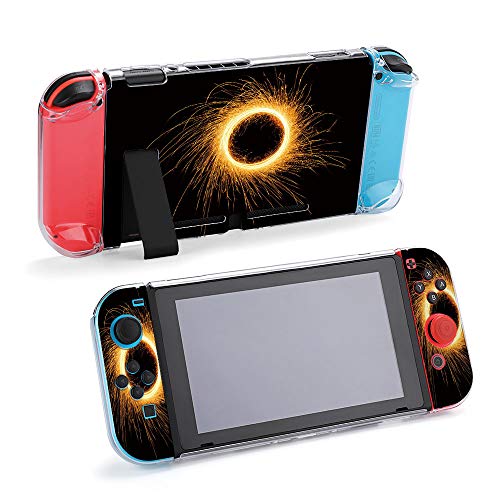 SUPNON Switch Case Compatible with Nintendo Switch Games Protective Hard Carrying Cover Case for Nintendo Switch Console Joy Con Controlle - Sparkler Ring On Black Background Design17924