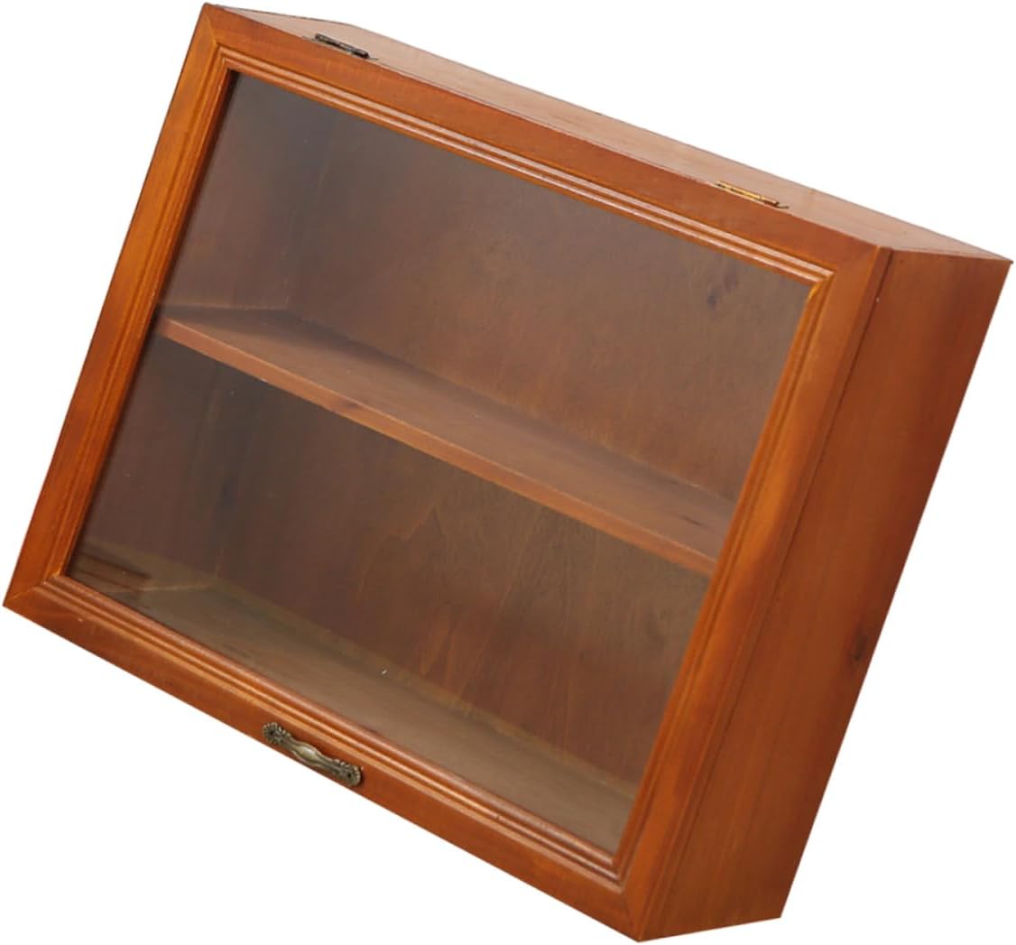 Solid Wood Flip Storage Cabinet Cabinets Desktop Shelves Model Display Case