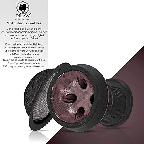 DILAW® Shisha Steinkopf Set Kaminkopf Big Tabaksieb Kohlezange Kaminaufsatz Tabak Kopf, Farbe:Pink – Bild 4