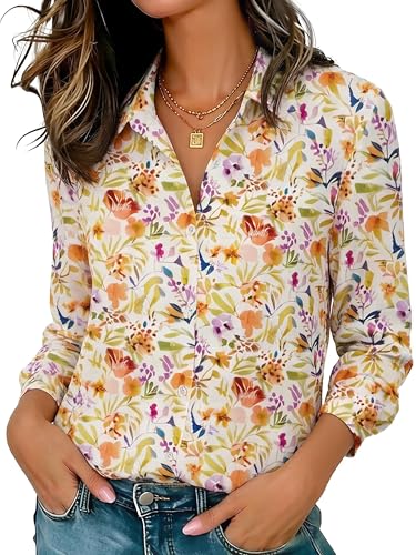 Image of Soft Wrinkle-Free Button Down Stretch Shirts for Women, Breathable Moisture-Wicking Casual Work Dress Tops