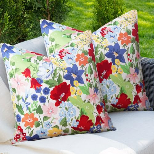 Adabana Outdoor Waterproof Floral Pillow Covers 18x18 Inch
