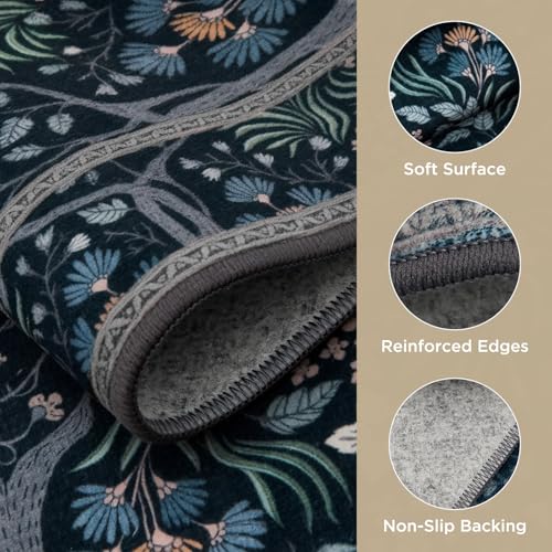 Tapete decorativo Joydeco 5x7 Boho Floral Antideslizante miniatura 4