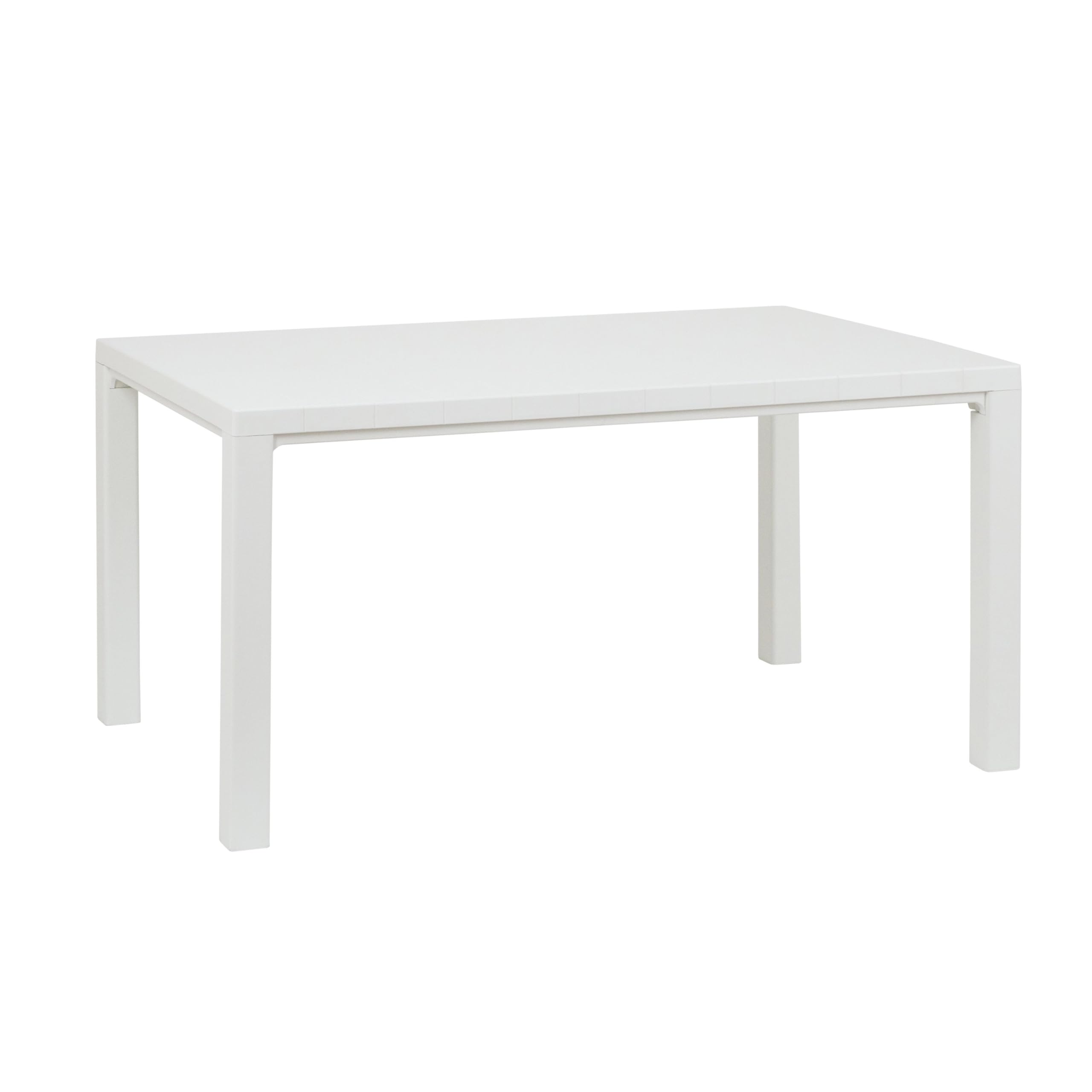 TOOMAX Davide Tavolo da giardino bianco con finitura effetto legno, 147x88x74h cm, tavolo grande adatto per 4 e 6 persone, resistente ai raggi UV, ideale per interno ed esterno