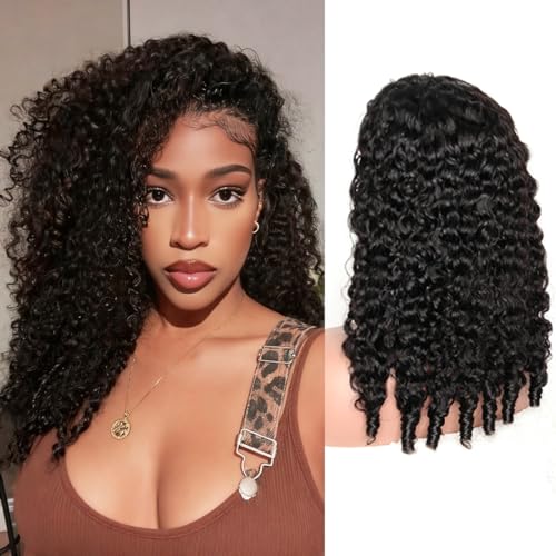 Half Wig Human Hair Burmese Curly Wig for Women 250% Density Wear Go Glueless Wigs Human Hair 3 In 1 Seamless Flip Headband Wig Hairline Beginner Friendly with Spiral End Natural Color 20Inch