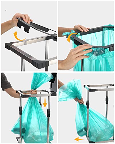 Metall Müllsackständer, 41-71cm Höhenverstellbarer Müllsackhalter mit Deckel, Klemmring und Eckschutz, Stabiler Gelber Sack Ständer für Müllbeutel, Ideal für Zuhause, Wohnmobil und Camping, Schwarz - Image 6