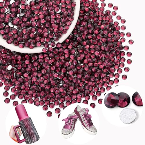 Image of 2000PCS SS20 /5mm Crystal Glass Rhinestones for Bedazzling (Amethyst) | Flatback Rhinestones for Crafting DIY Nail Art Makeup Decoration, Gems Diomand Charms for Tumbler Shoes Clothing Mug