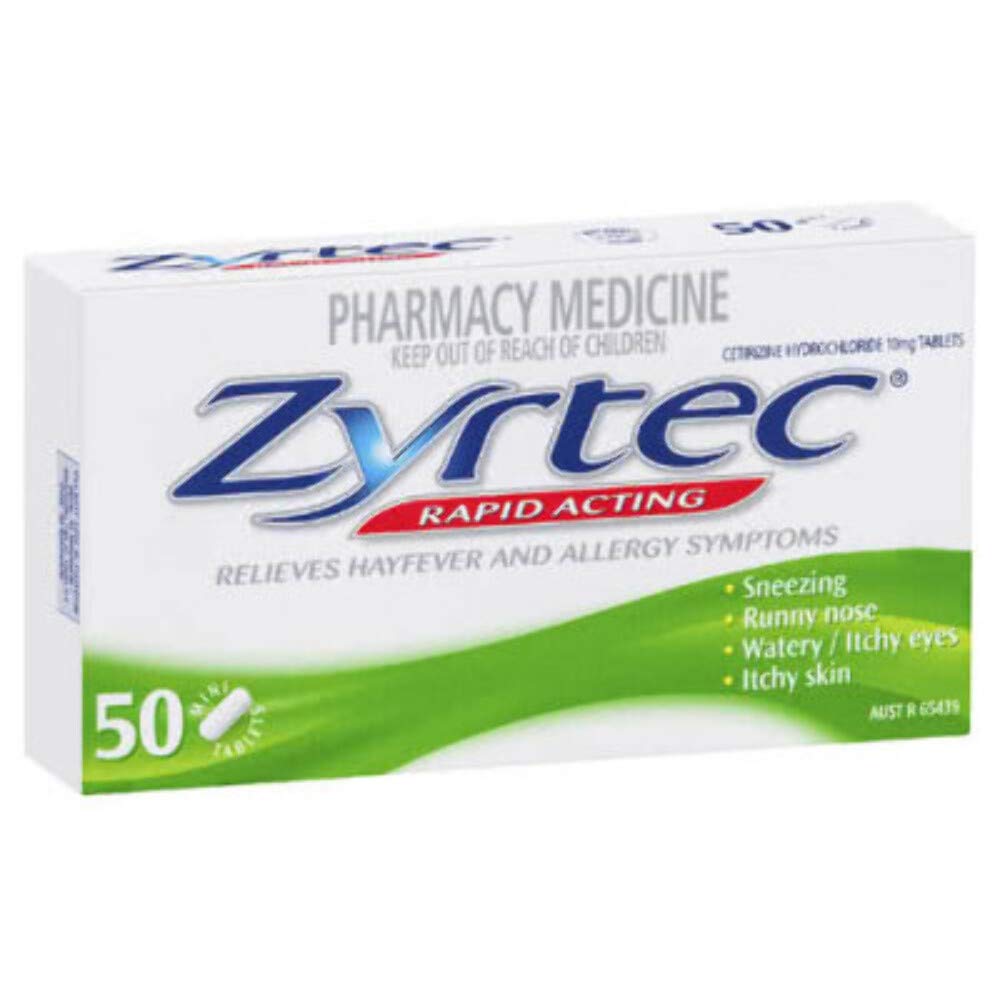 Zyrtec Hayfever Allergy Relief Tablets, 50 count, Pack of 1 White