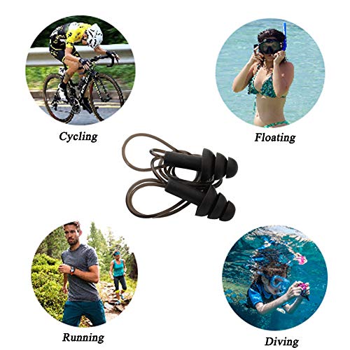 5 Pairs Silicone Corded Earplugs Comfortable Sleeping Ear Plugs Sound Insulation Ear Protector Hearing Protection Anti Noise Snore Black #TOP3