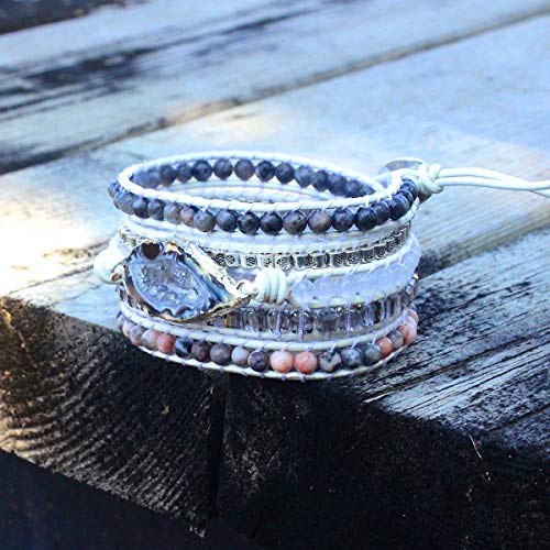 Image of Boho Wrap Bracelet for Women, Handmade Natural Imperial Jasper Multi-Layer Stone Beaded Bracelet, Bohemian Healing Crystal Stone Jewelry Gifts