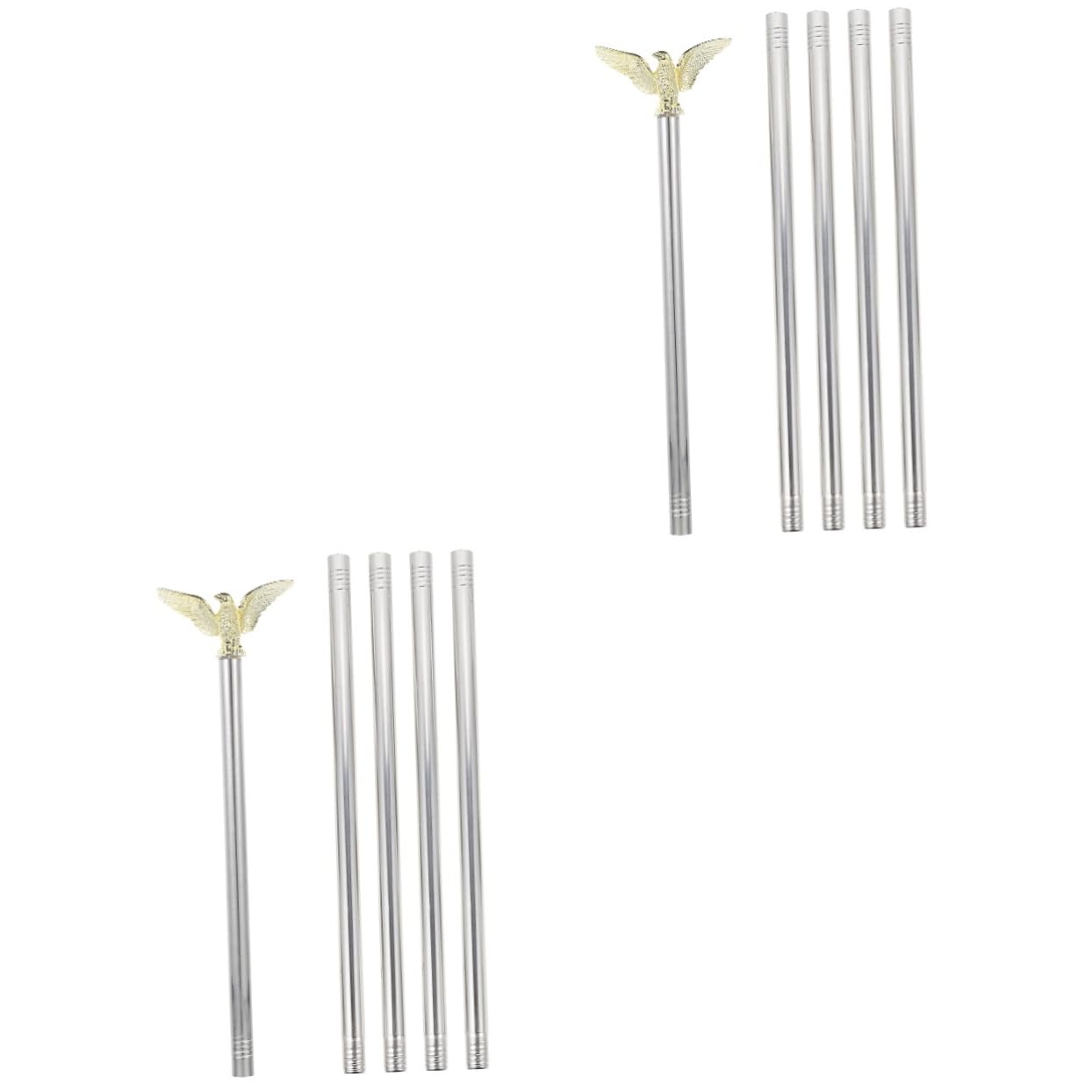 Happyyami 2 Sets Aluminum flagpole Outdoor Flag Holder Lawn Flag Rack truck flag pole telescoping flagpole flag pole for car kit Flag Accessory bracket to rotate Stainless steel telescopic