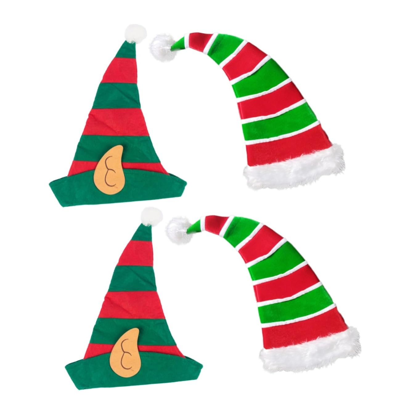 SHOWERORO 4pezzi Cappelli Da Elfo Natalizi Accessori Per Festività e Feste Di Natale Decorazioni Divertenti Per Giochi e Celebrazioni
