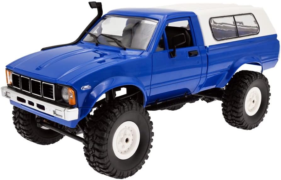 RC Rock Crawler WPL C24 RTR 1/16 Pickup Trucks Blue with LED Lights 2.4Ghz 4x4 Off-Road RC Semi Trucks All Terrain Car, RC Crawler Remote Control Truck for Adults