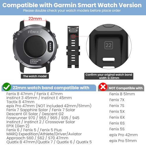 Correa de nylon con gancho y lazo compatible con Garmin 22mm miniatura 2