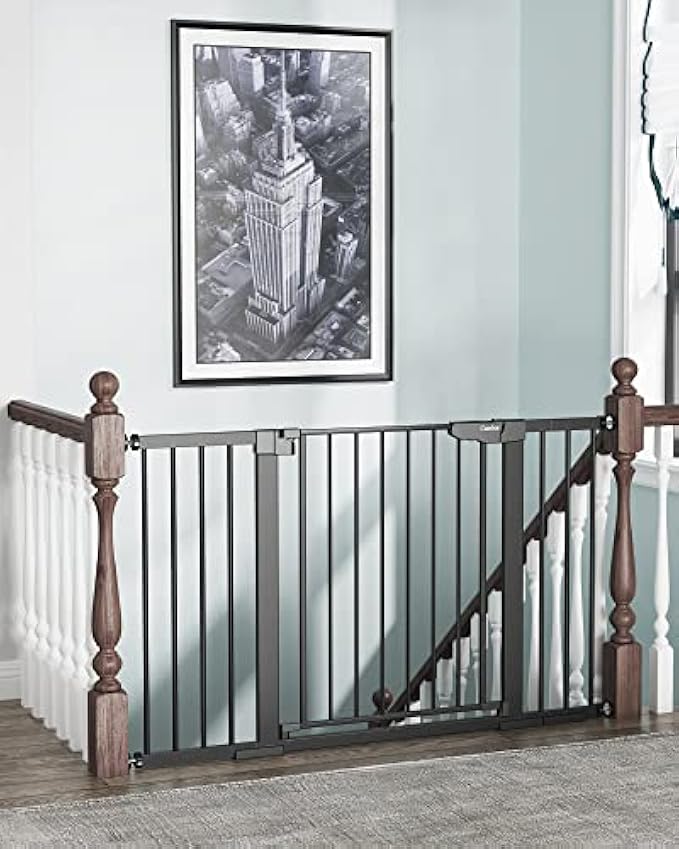 Mom's Choice Awards Winner-Cumbor 29.5"-51.6" Baby Gate Extra Wide, Easy Walk Thru Dog Gate for The House, Auto Close Safety Pet Gates for Stairs, Doorways, Child Gate Includes 4 Wall Cups, Black