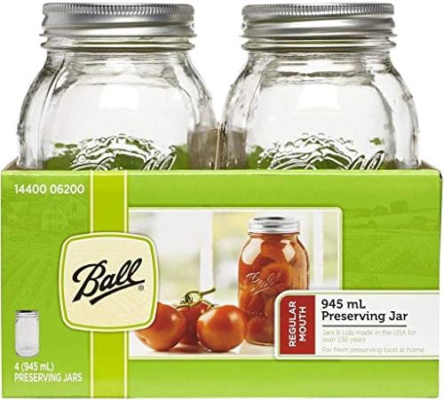BALL MASON JARS Ball Mason Glass Preserving Homemade Jam Gift Jars, 945 ml, Pack of 4, 20 x 21 x 18 cm