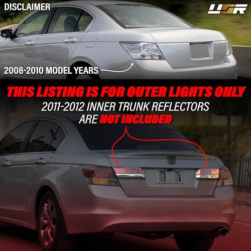 USR UNIQUE STYLE RACING 08-10 CP2 / CP3 Tail Light – Rear Tail Lamps 2-Pieces (Left + Right) Compatible with 2008-2010 Honda Accord 4 Door Sedan SE, LX, EX and EX-L (CLEAR LENS w/COLOR BULBS) by USR UNIQUE STYLE RACING - Image 3