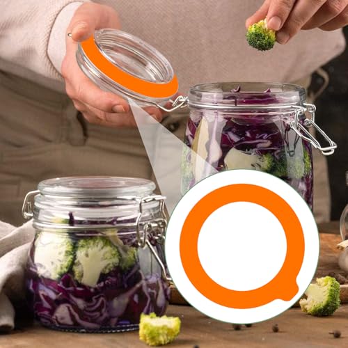 8 Silikon-Dichtungsringe für Gläser – 4 x 3,75\ & 4 x 4,5\ Gummidichtungen für Gläser, weiß & orange, luftdicht und auslaufsicher, Ersatzdichtungen für Mason Einmachgläser mit normaler Öffnung