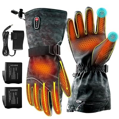 Maliansun Heated Gloves for Men and Women, Waterproof Touch Screen Rechargeable Heated Gloves with 2 7.4V 3200mAh Batteries for Winter Outdoor Cycling Skiing Work, M