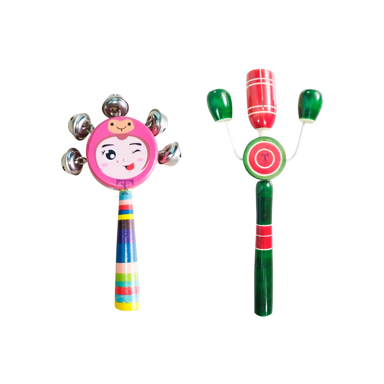 Colourful Wooden Baby Rattle Toy - Hand Crafted Rattle Set for Kids - Musical Toy for Newly Born (Pack of 2) TIK Small, face Rattle (B0BT9S4L5N) Amazon Price History, Amazon Price Tracker
