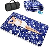 Kiseely Japanische Futon-Matratze, Faltbare Tatami-Matte, tragbare Schlafunterlage mit Tasche und Gurt, Bodenmatratze, verdickte Schlafmatratze, Camping-Matratze (Blau YU1, 120X200cm)