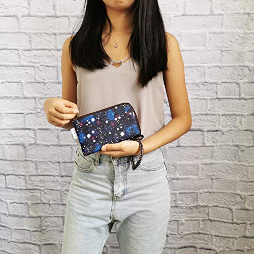 Image of Taianda Women Phone Wristlet Wallet Pouch, Zippered Dual Slots (Galaxy)