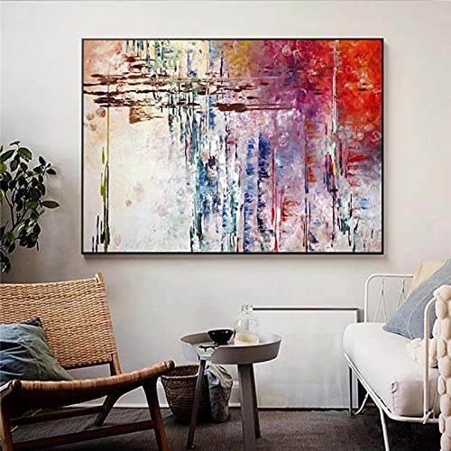 Peinture abstraite colorée sur toile 60x90 cm moderne pour déco salon