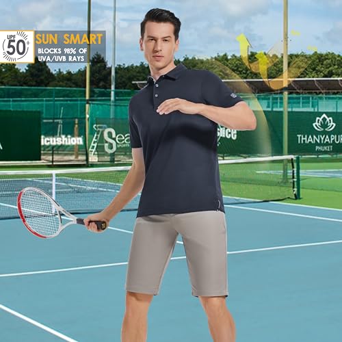 Image of Mens Golf Shirt Short Sleeve Moisture Wicking Dry Fit Performance Solid Pique Collared Golf Polo Shirts for Men