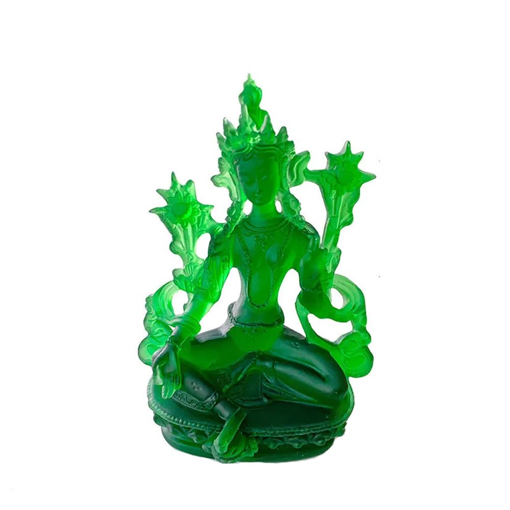 MKYKDY Buddha Statues Sculptures Green Tara Green Resin Tibetan Buddhist Temple Home Office Decorate Statue Craft Collectibles Figurines