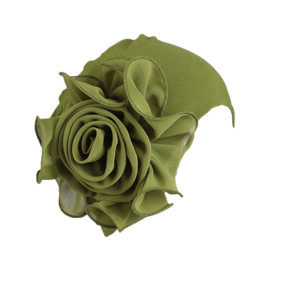 Fabric Beanie Cap with Large Flower Ornament Retro Style Elegant Turban for Women Head for Wedding Party Cancer Chemo Oncological Chemo Night Hair Loss