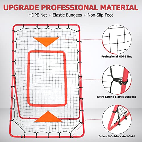 Ynszas 𝑵𝑬𝑾 [3-In-1] Pitch Back Baseball Rebounder, 6X4 Ft, Adjustable Bounce Back Return Board Net For Baseball, Softball, Lacrosse, Volleyball, Tennis, Throwing Partner, Catching Trainer #TOP3